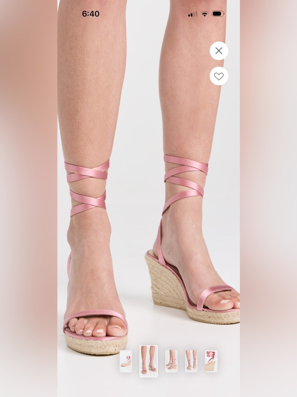 NWOB ALOHAS Willa Satin Pink Ankle-Tie Espadrille Wedges SIZE 40 (US 9/9.5)